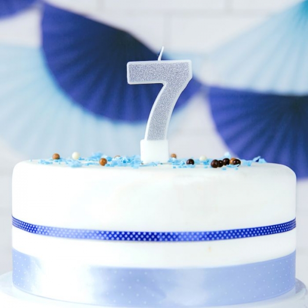 Number Candle - 7 - Silver